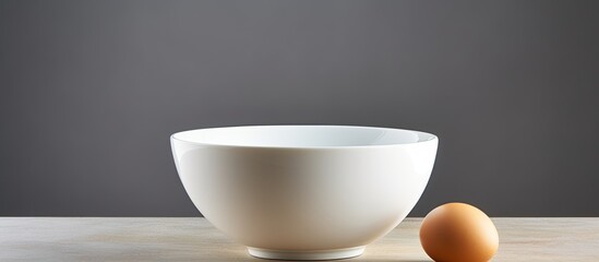 Poster - A white bowl filled with a fresh raw egg creating a simple yet striking image with plenty of copy space