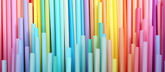 Poster - Abstract rainbow colored pattern texture of pastel straws on a colorful straw art background Perfect for use as a copy space image 152 characters