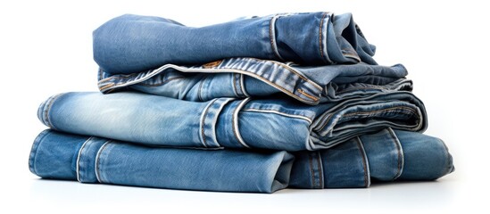 Aufkleber - A copy space image of jeans that includes blue jeans for adults and kids as well as old jeans all isolated on a white background