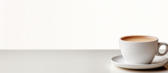 Poster - A cup of coffee captured in a copy space image with a white background