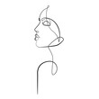 Woman Head Continuous One Line Vector Drawing. Style Template with Abstract Female Face. Modern Minimalist Simple Linear Style. Beauty Fashion Design