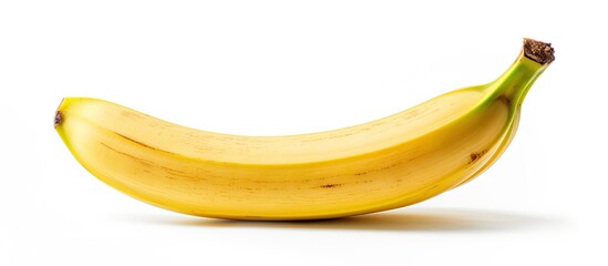 Canvas Print - A peeled ripe yellow banana on a white isolated background with copy space