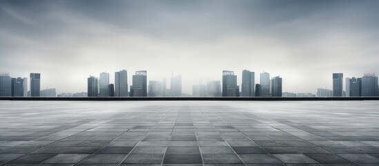 Aufkleber - An empty road with a modern building in the background provides a captivating copy space image