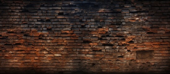 Poster - An aged dimly lit brick wall with a repetitive pattern providing space for copy or images. Creative banner. Copyspace image