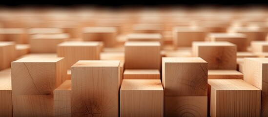 Poster - The wooden cubes contain written information and are presented in the form of a copy space image