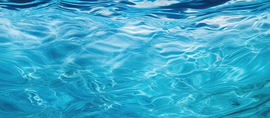 Poster - A high resolution background image of a swimming pool filled with water featuring a textured abstract or rippling wave pattern. Creative banner. Copyspace image