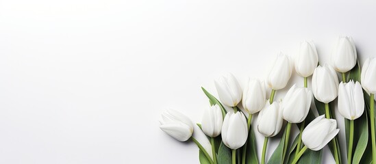 Aufkleber - A copy space image featuring white tulips against a white background providing a designated area for text placement