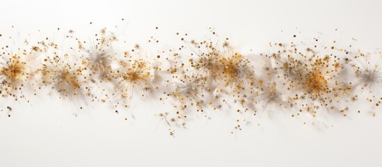 Poster - A festive display of tinsel on a crisp white surface is pictured from a bird s eye view This copy space image captures the essence of the Christmas and New Year celebrations with room available for a