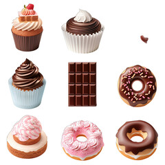 Wall Mural - set of chocolate cupcakes