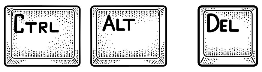 Wall Mural - Control Alt Delete keys sketch PNG illustration
