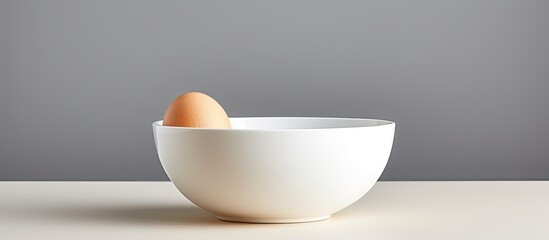 Poster - A white bowl filled with a fresh raw egg creating a simple yet striking image with plenty of copy space