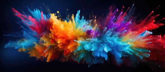 Aufkleber - An explosive burst of colorful powder and glitter creates an abstract splattered background featuring a freeze frame image in motion. Creative banner. Copyspace image