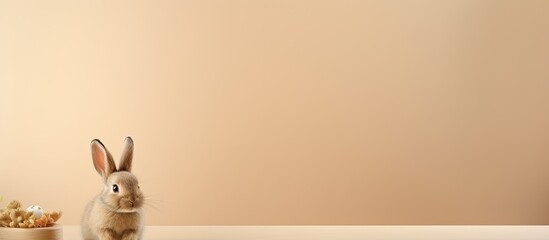 Aufkleber - A charming copy space image featuring a small bunny design set against a lovely beige backdrop