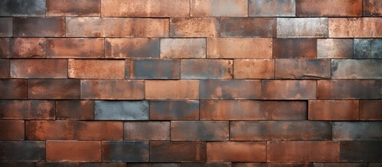 Leinwandbilder - A wall made of metal bricks with plenty of empty space for images or text. Creative banner. Copyspace image
