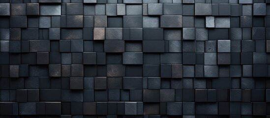 Aufkleber - Arrangement of varied black mosaic tiles forming a background pattern Copy space image available