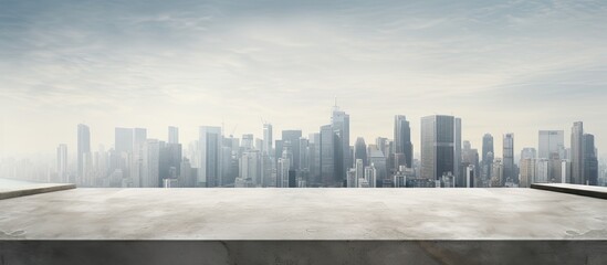 Aufkleber - Empty concrete square surrounded by a panoramic skyline and buildings perfect for a copy space image