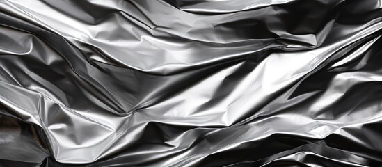 Poster - A crumpled foil creates a black and white abstract background with a silver effect making it an ideal copy space image