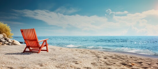Poster - The concept of a travel trip vacation or holiday is associated with relaxation and enjoying the coast. Creative banner. Copyspace image