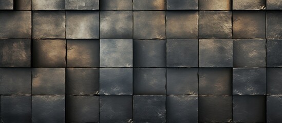 Leinwandbilder - A wall made of metal bricks with plenty of empty space for images or text. Creative banner. Copyspace image