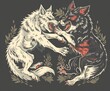 Two wolves are fighting, one bad, the other good. Wolves symbolize the inner struggle of man. Which wolf we feed wins, and that's what a person becomes. A parable from Indians, Native Americans