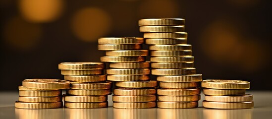 Poster - A stack of coins on a white background with ample empty space for text or other elements in the image