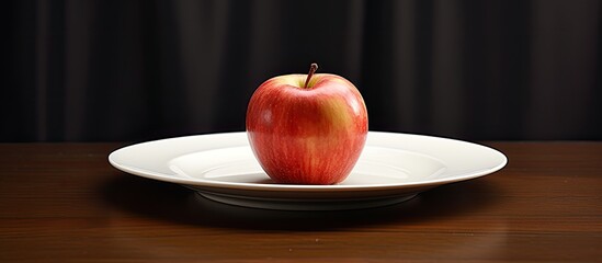 Poster - A fresh and nutritious apple placed on a plate providing a visually appealing copy space image