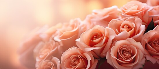 Poster - A closeup image of a background with a bouquet of delicate roses provides ample copy space