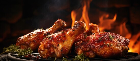 Aufkleber - Barbecued chicken legs with copy space image