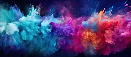 Aufkleber - Colorful powder exploding in mid air creating an abstract background with a mesmerizing mix of vibrant colors and glitter Perfect for a copy space image