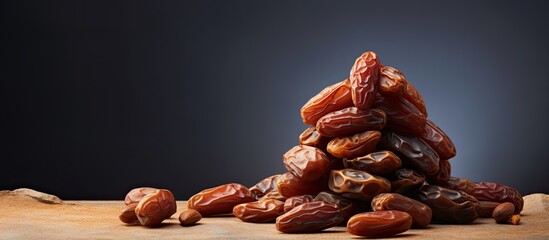 Aufkleber - A solitary stack of dehydrated dates set apart on a blank canvas with enough negative space to draw focus to the image. Creative banner. Copyspace image