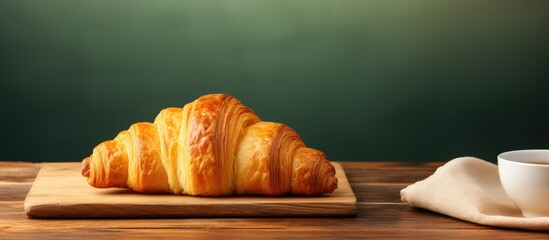 Poster - On the table there is a copy space image of a delicious French croissant perfect for breakfast