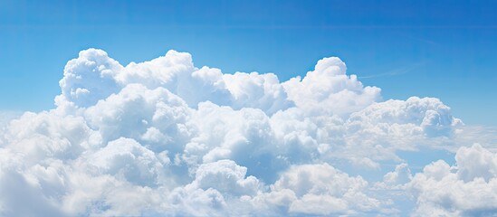 Aufkleber - After the rain a serene blue sky adorned with fluffy white clouds. Creative banner. Copyspace image