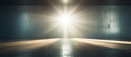 Poster - Unique sunlight background with a spotlight like reflection shining between the walls creating a captivating copy space image