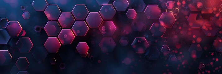 illustrations of Bright glowing purple and blue hexagonal network pattern digital hi tech background.