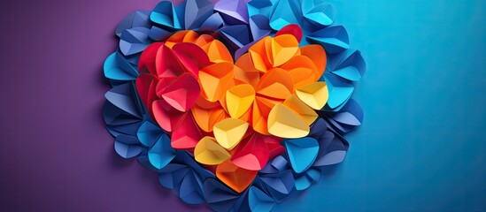 Poster - Colorful background with a paper heart adds an interesting element to the image which has ample copy space