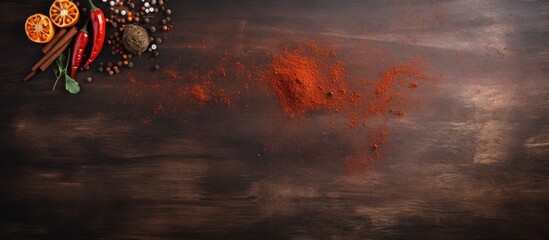 Fototapete - A wooden surface used for cutting food and preparing ingredients Can be used as a flat copy space image for food photography