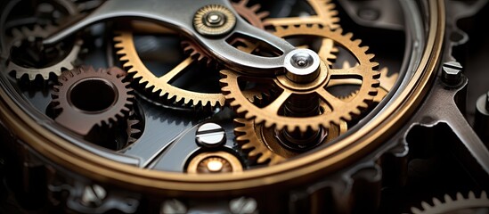 Aufkleber - Close up of intricate worn gears in an antique mechanism perfect for a copy space image