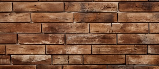 Poster - A high quality photo of a brown textured brick wallpaper and background with copy space image