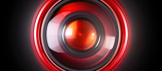 Aufkleber - White copy space image of a high end red metallic selfie lens featuring macro fish eye technology for phone camera accessories