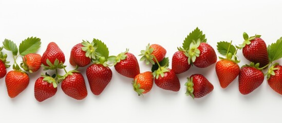 Aufkleber - A copyspace image featuring fresh natural strawberries on a white background leaving space for text. Creative banner. Copyspace image