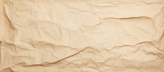 Poster - The vintage texture of crumpled pale brown paper provides an excellent background The blank cream colored recycled kraft paper has copy space for text