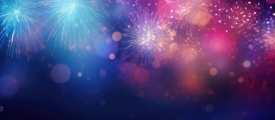 Poster - An abstract holiday background featuring blurred fireworks at New Year with copy space for customization