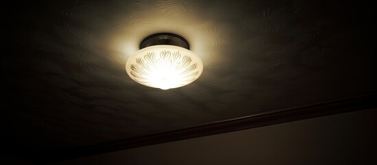 Aufkleber - A ceiling with a dimly lit lamp Copy space image