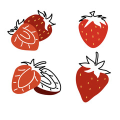 Wall Mural - Adorable Strawberry Illustrations | Cute Hand Drawings | For Creative Projects | Minimalist Design