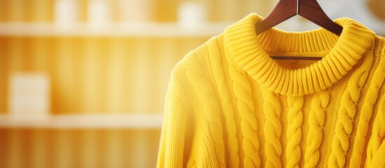 Aufkleber - A closeup of a yellow sweater hanging on a hanger with copy space image