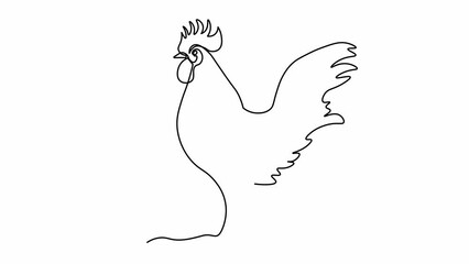 Wall Mural - Self drawing animation one continuous line draw, logo,abstract Cock,rooster