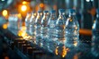 © Lucky Vision - a modern production line with a close-up shot of plastic bottles being filled, capped, and labeled with mineral water, showcasing the meticulous process of manufacturing.