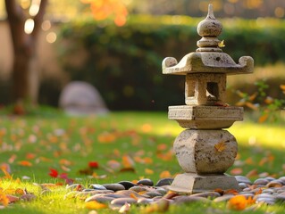 Sticker - Autumn garden zen stone lantern