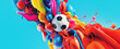 Colorful soccer ball concept in pop art style as a liquid balloon for print and decoration. Illustration.