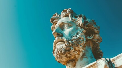 Wall Mural - ancient marble statue against blue sky